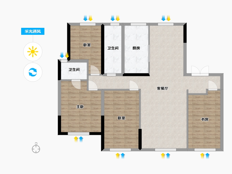 宁夏回族自治区-银川市-世茂珺悦府-143.00-户型库-采光通风