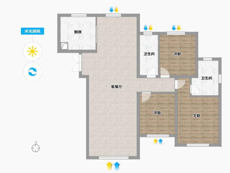 内蒙古自治区-包头市-锦天下-122.40-户型库-采光通风