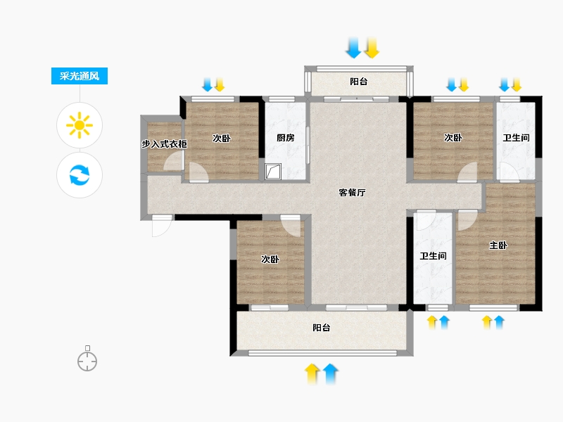 广东省-江门市-阳光城丽景湾-98.78-户型库-采光通风