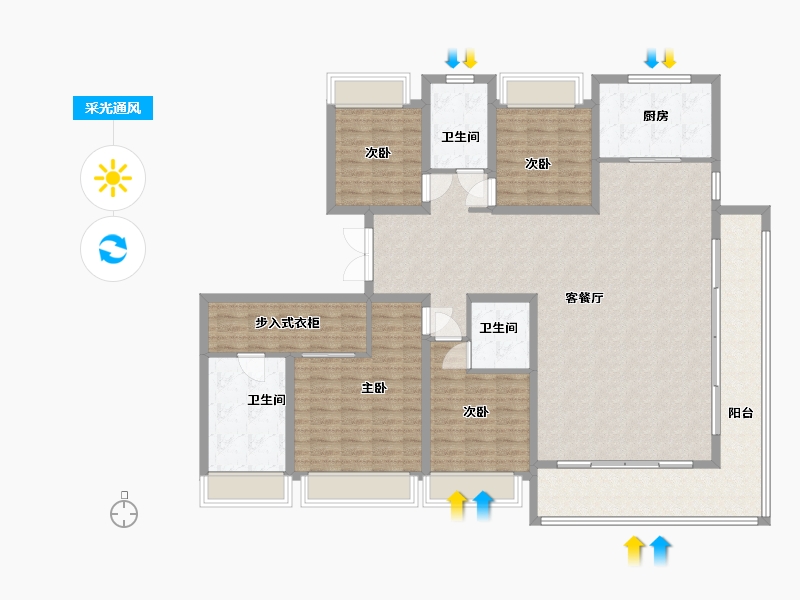 河南省-驻马店市-置地南苑-170.40-户型库-采光通风