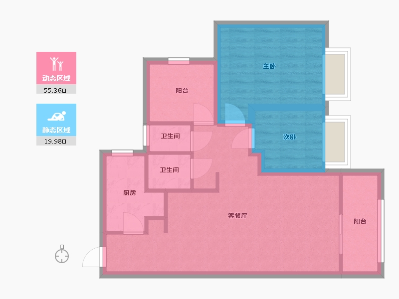 广东省-深圳市-招商花园城南区-66.80-户型库-动静分区