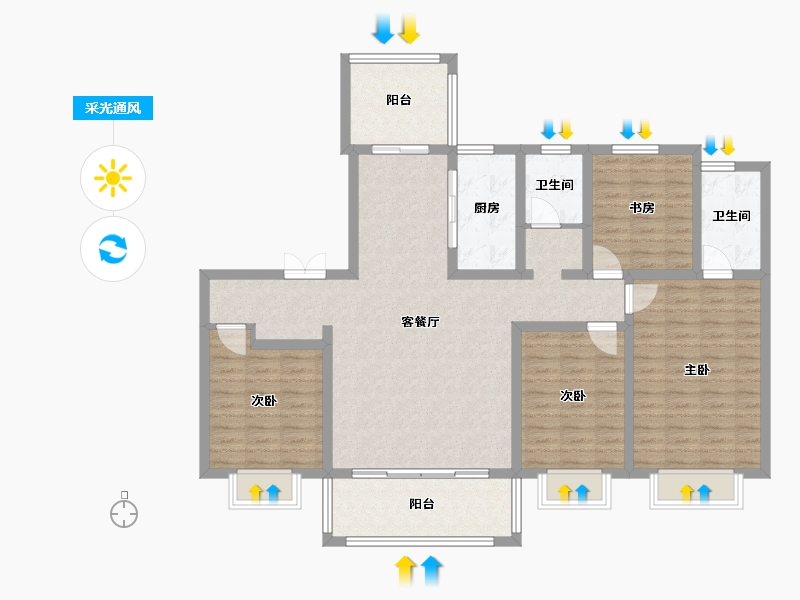 河南省-鹤壁市-美巢和园-121.60-户型库-采光通风