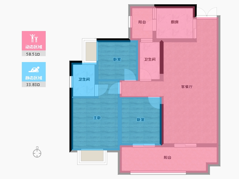 贵州省-遵义市-城南社区-93.60-户型库-动静分区