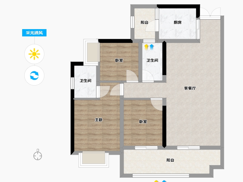 贵州省-遵义市-城南社区-93.60-户型库-采光通风