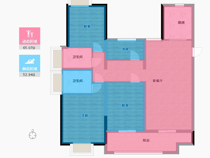 江苏省-南京市-石林云城-108.80-户型库-动静分区