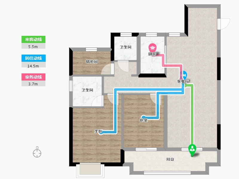 浙江省-金华市-东义府-89.90-户型库-动静线