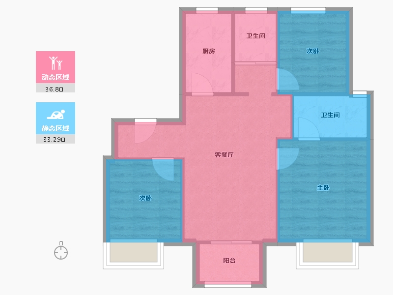 江苏省-苏州市-太仓依云四季苑-70.62-户型库-动静分区