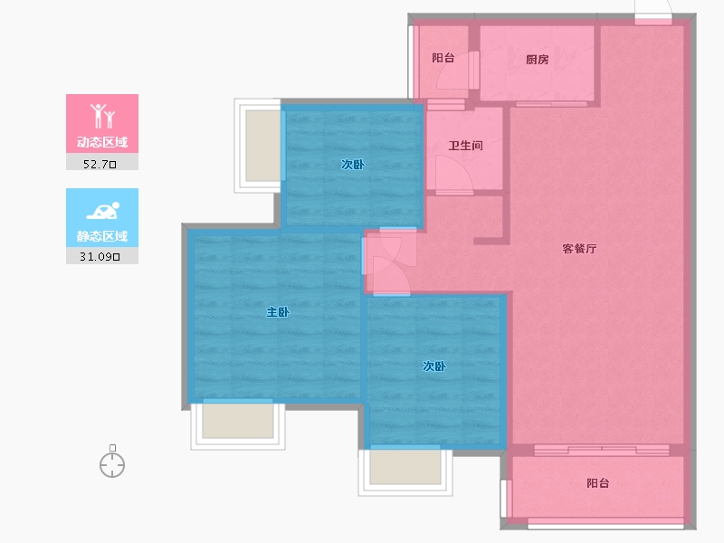 贵州省-黔南布依族苗族自治州-乐美家园-76.80-户型库-动静分区