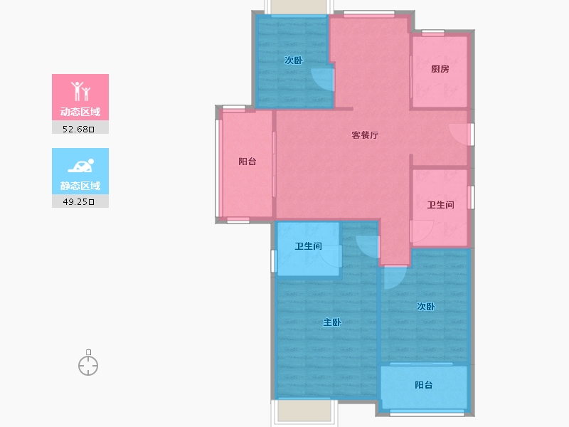 浙江省-杭州市-万家花城-一期-93.60-户型库-动静分区