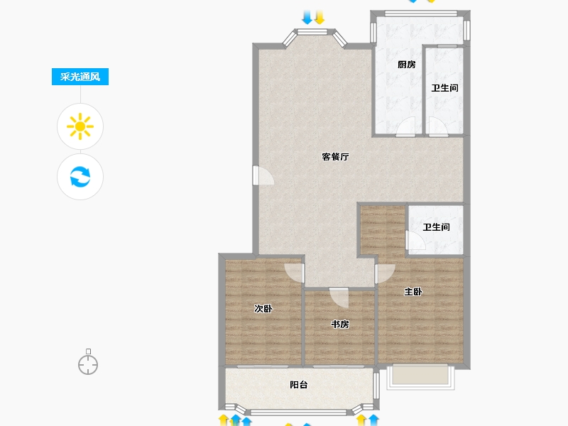 湖北省-武汉市-同馨花园一期-128.00-户型库-采光通风