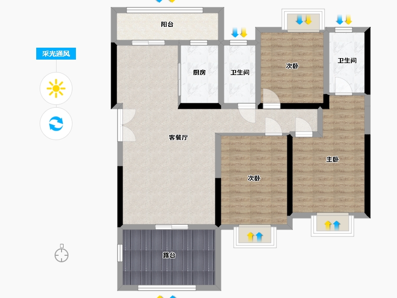 四川省-成都市-堰山和畔3期-94.40-户型库-采光通风