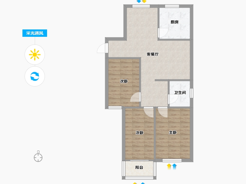 湖北省-武汉市-青馨居-73.00-户型库-采光通风