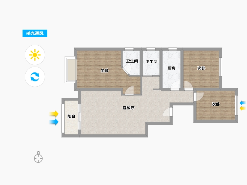 河北省-廊坊市-宏泰龙河枫景-94.40-户型库-采光通风