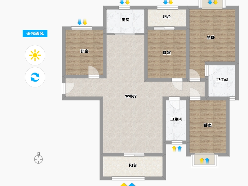 湖南省-益阳市-学府花园-115.18-户型库-采光通风