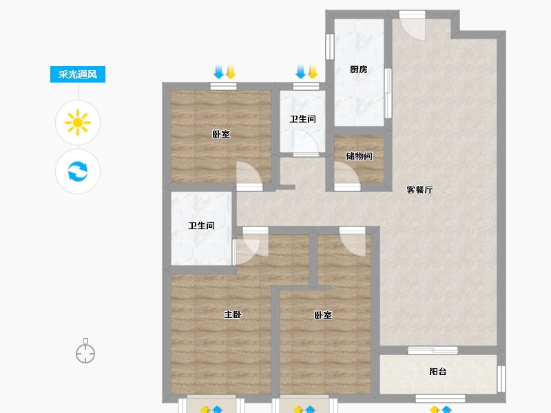 山西省-晋中市-平遥县明珠建筑工程有限公司印象小镇光大商住小区工程项目-108.70-户型库-采光通风