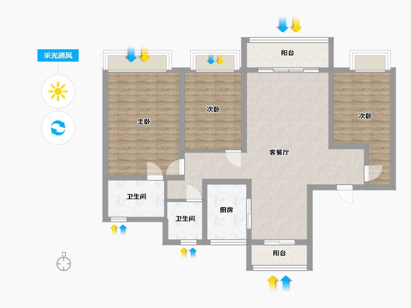 河南省-商丘市-和顺 沁园春-103.44-户型库-采光通风