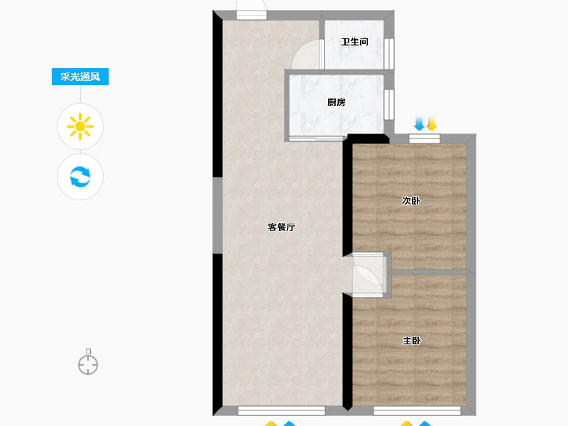 福建省-福州市-福清中央铭著-64.00-户型库-采光通风