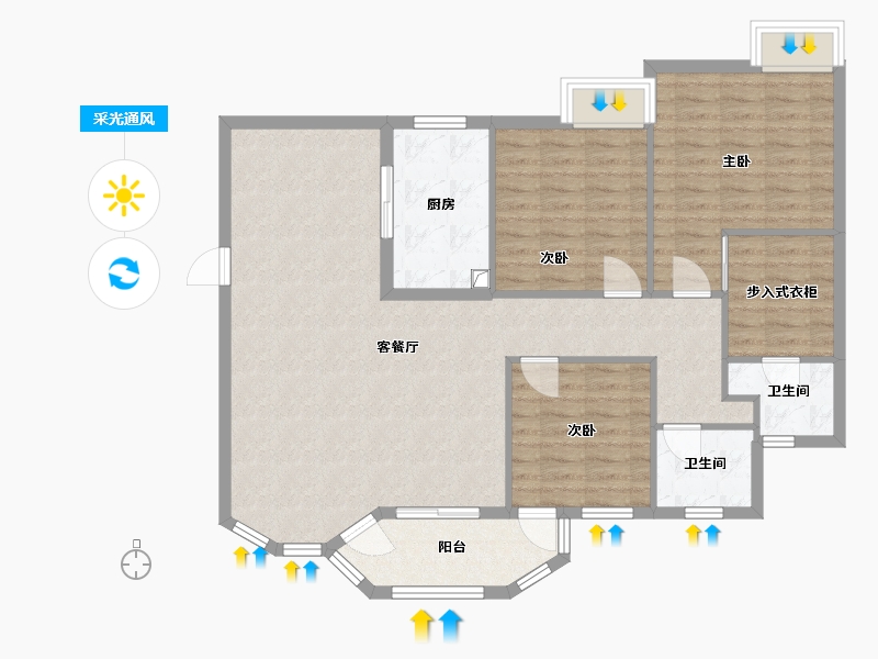 湖北省-武汉市-虹顶家园-14栋-110.00-户型库-采光通风