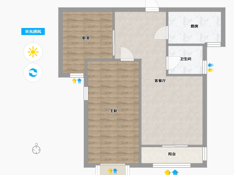 湖北省-武汉市-板桥新村-64.00-户型库-采光通风