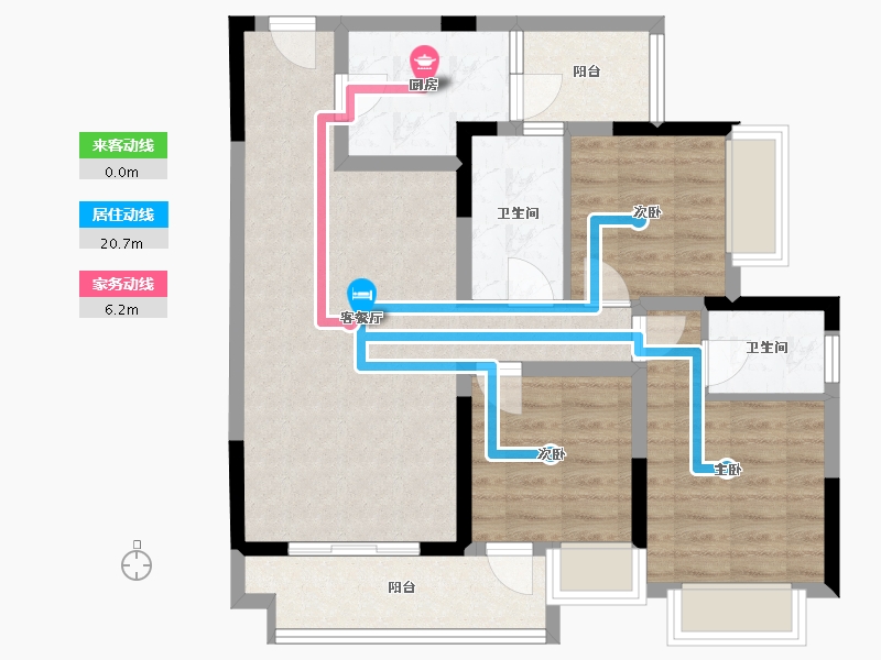 重庆-重庆市-绿地海棠湾-85.55-户型库-动静线