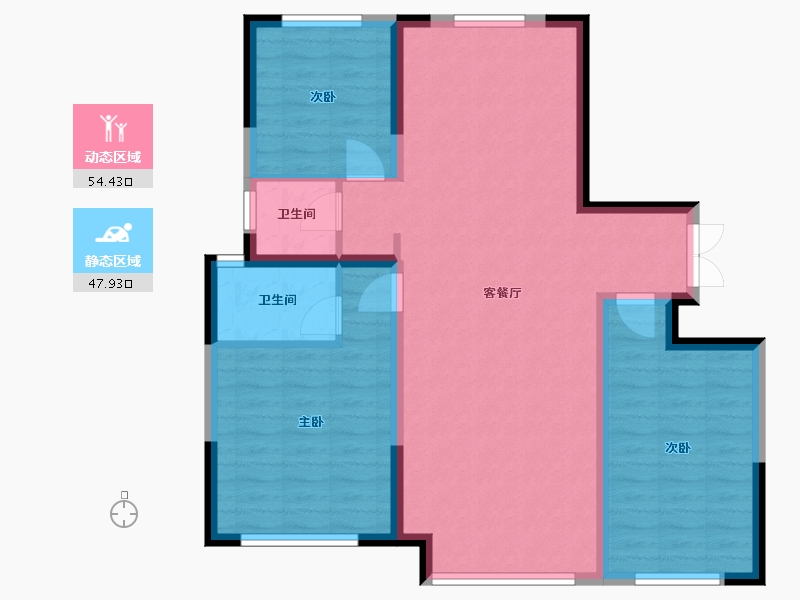 宁夏回族自治区-银川市-宁房云筑和苑-97.60-户型库-动静分区