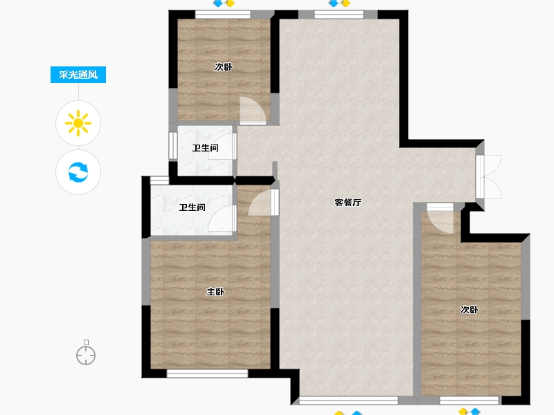 宁夏回族自治区-银川市-宁房云筑和苑-97.60-户型库-采光通风