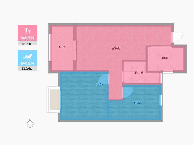 浙江省-湖州市-诚通江南里-54.40-户型库-动静分区