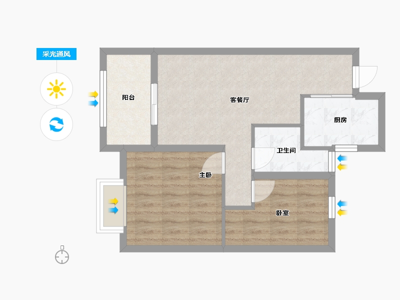 浙江省-湖州市-诚通江南里-54.40-户型库-采光通风