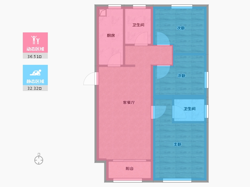 北京-北京市-熙悦丽博-70.24-户型库-动静分区