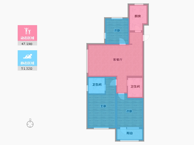 河北省-沧州市-荣洁长安御府-86.40-户型库-动静分区