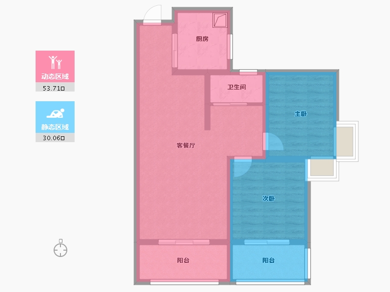 陕西省-宝鸡市-轩苑尚品-74.40-户型库-动静分区