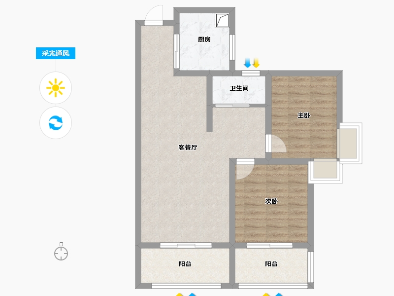 陕西省-宝鸡市-轩苑尚品-74.40-户型库-采光通风