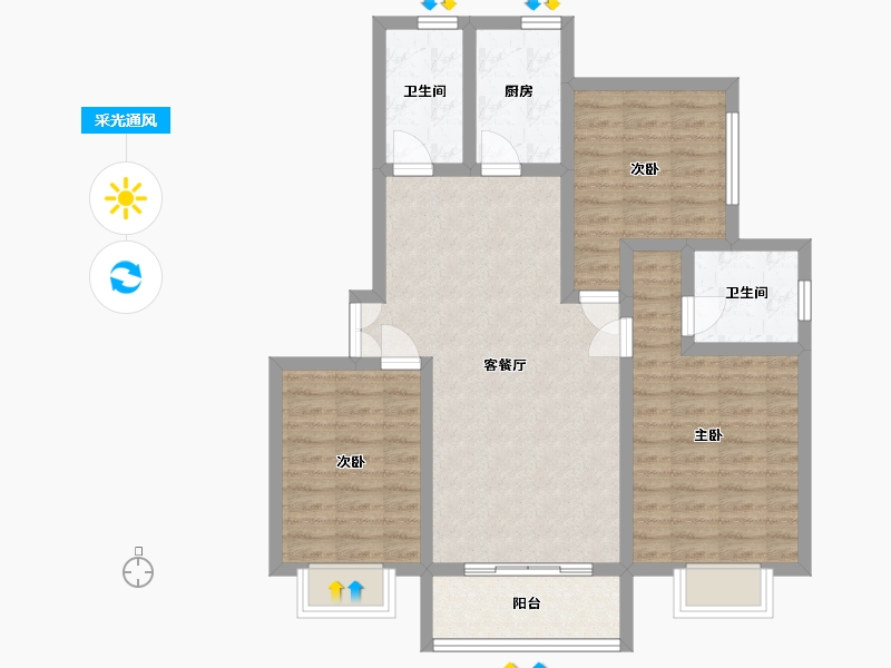 陕西省-西安市-万博府-105.18-户型库-采光通风