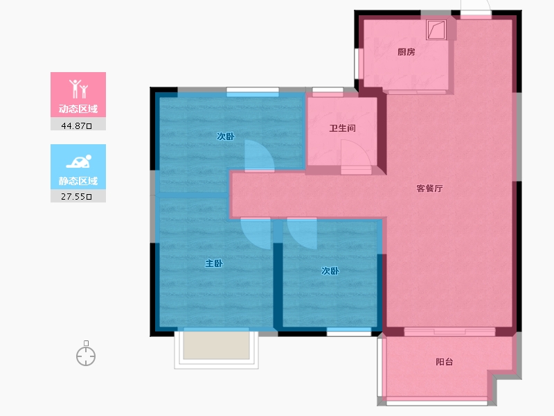 甘肃省-兰州市-碧桂园-76.00-户型库-动静分区