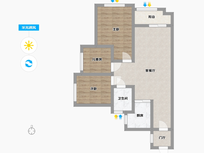 广东省-广州市-品秀星图-65.20-户型库-采光通风