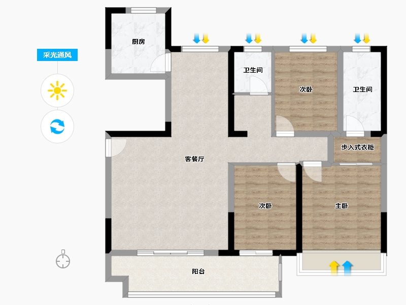 河南省-濮阳市-华信·学府水岸-102.40-户型库-采光通风