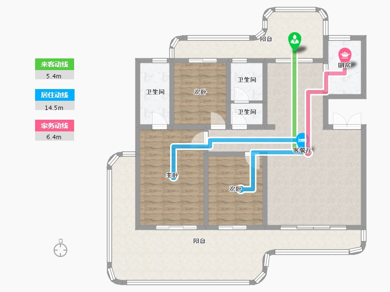 云南省-玉溪市-华成大院-126.40-户型库-动静线