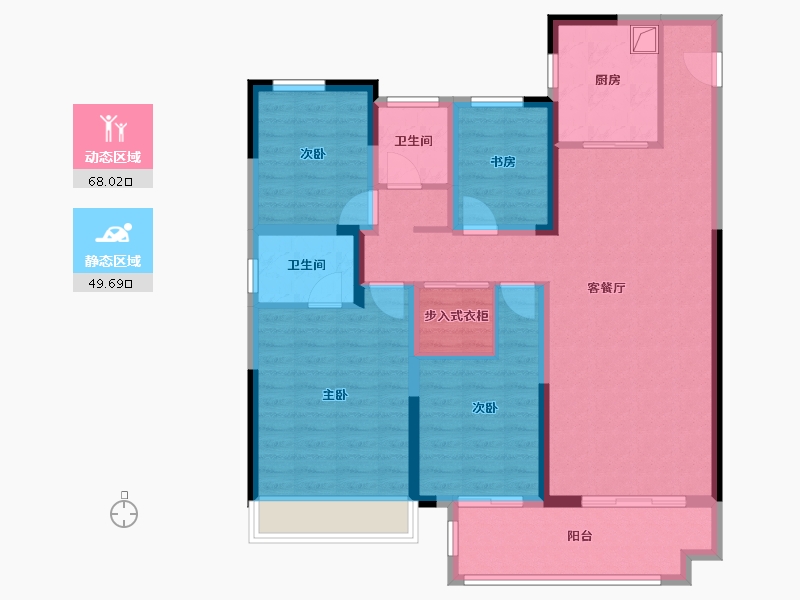 河南省-漯河市-悦璟·学府里-104.42-户型库-动静分区