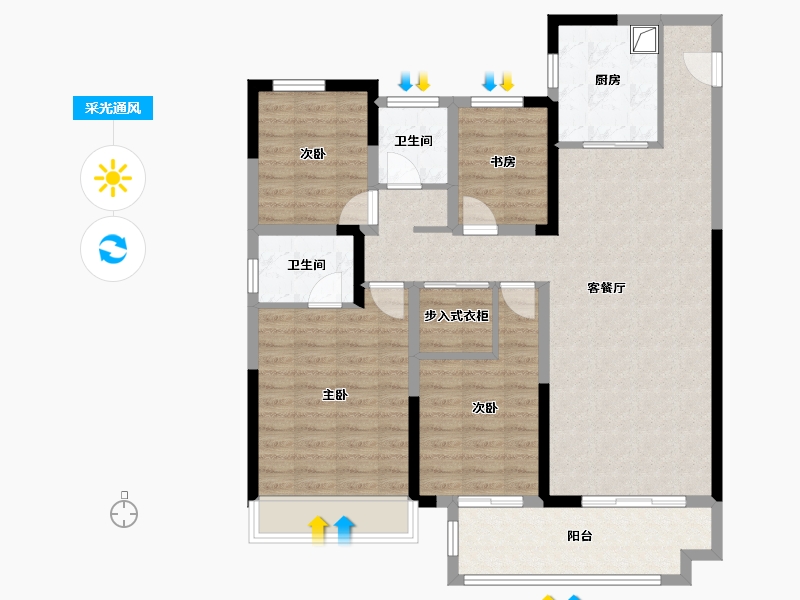 河南省-漯河市-悦璟·学府里-104.42-户型库-采光通风