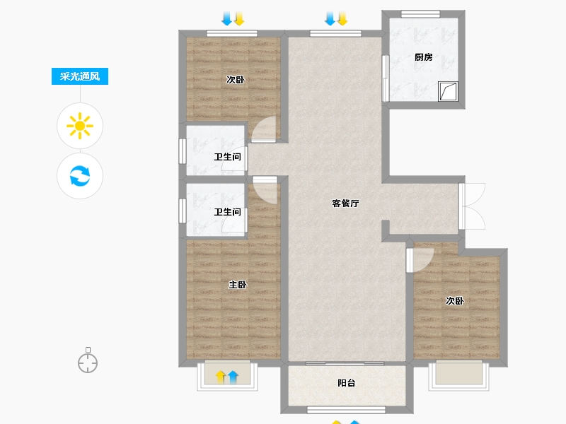 河北省-邯郸市-洺州十二園-105.60-户型库-采光通风