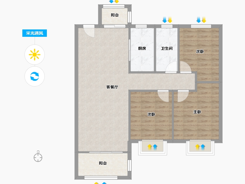 安徽省-芜湖市-高速御府-82.90-户型库-采光通风