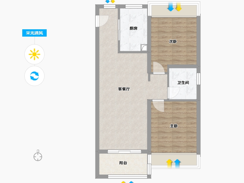 上海-上海市-奉发宝龙广场-64.80-户型库-采光通风