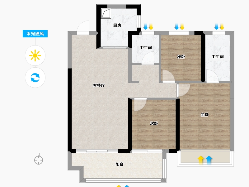 河南省-漯河市-悦璟·学府里-81.06-户型库-采光通风