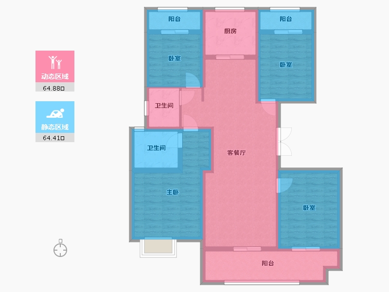 四川省-绵阳市-富临绵州水郡-114.40-户型库-动静分区