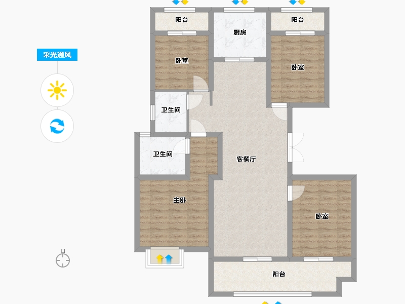 四川省-绵阳市-富临绵州水郡-114.40-户型库-采光通风