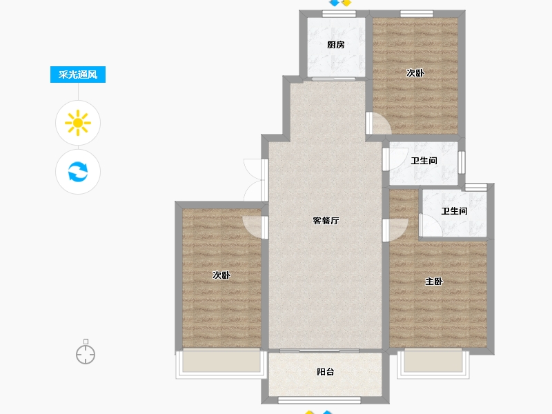 河北省-廊坊市-京华城上城-103.50-户型库-采光通风