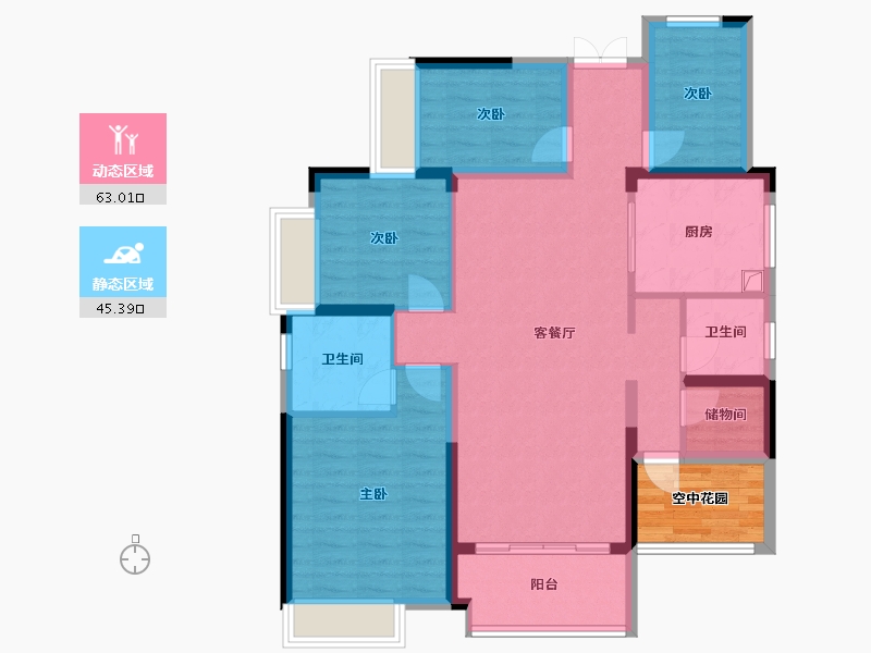 湖南省-湘潭市-百嘉信富瑶天下-121.00-户型库-动静分区