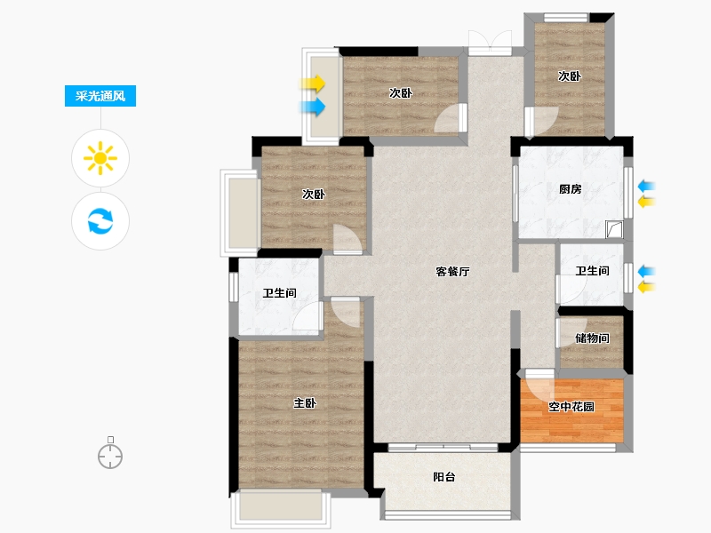 湖南省-湘潭市-百嘉信富瑶天下-121.00-户型库-采光通风