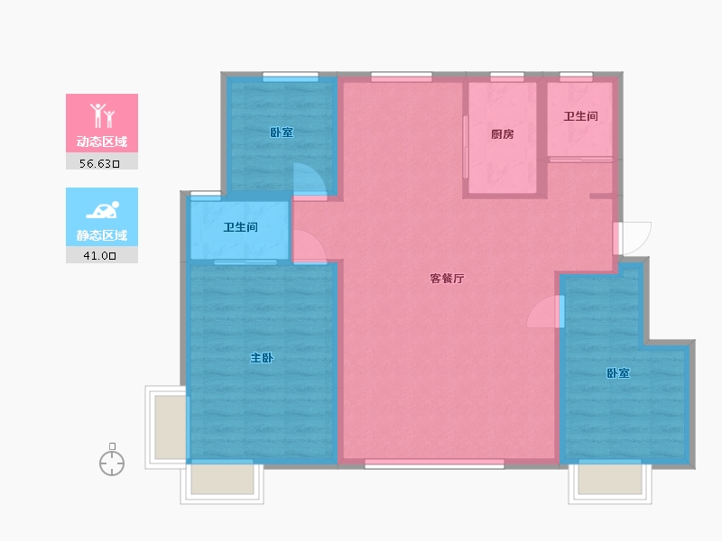 天津-天津市-中建海河陆号院-97.37-户型库-动静分区