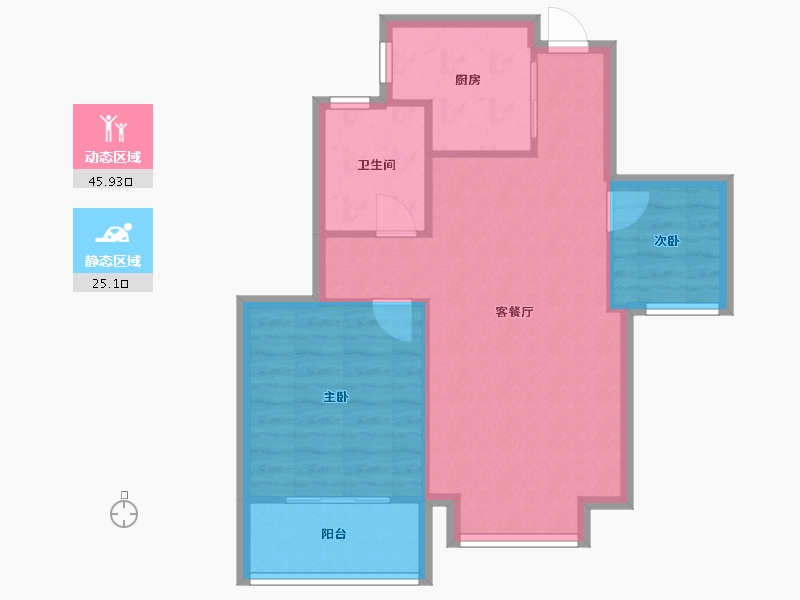 浙江省-杭州市-自在城东苑-60.80-户型库-动静分区